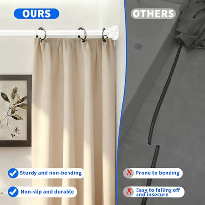 White Shower Curtain Rod 45-82 Inch Integration Tension Curtain Rod, Load 44LBS No Splice 304 Stainless Steel Adjustable Spring Heavy Duty Tension Rods for Bathroom Windows No Drill Non Slip - color: White, size: 45-82 Inch