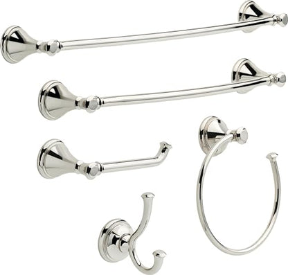 Delta Hand Towel Holder | Square Polished Nickel Ring for Hanging Towels in Kitchen, Bathroom | Cassidy Accessories - size: 8.38 x 7.4 x 2.6 Inches