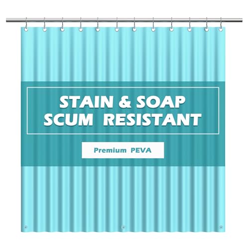 EHZNZIE Aqua Shower Curtain Liner 72x72, PEVA Waterproof Bath Curtain, No Chemical Smell, 3 Weighted Magnets, Durable with Rustproof Metal Grommets - color: Aqua, size: 72"W x 72"L (Pack of 1)