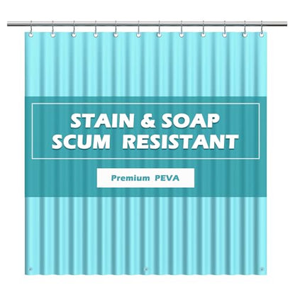 EHZNZIE Aqua Shower Curtain Liner 72x72, PEVA Waterproof Bath Curtain, No Chemical Smell, 3 Weighted Magnets, Durable with Rustproof Metal Grommets - color: Aqua, size: 72"W x 72"L (Pack of 1)