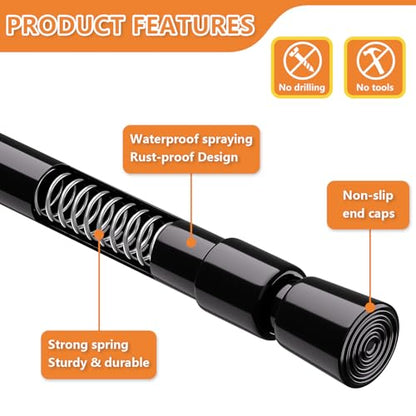 KXLife 2 Pack 5/8" Spring Tension Curtain Rod, Adjustable Tension Rods Black 18 to 30 Inch, RV Tension Bars, Tension Rod for Closet - color: Black-2 Pack, size: 18-30Inch