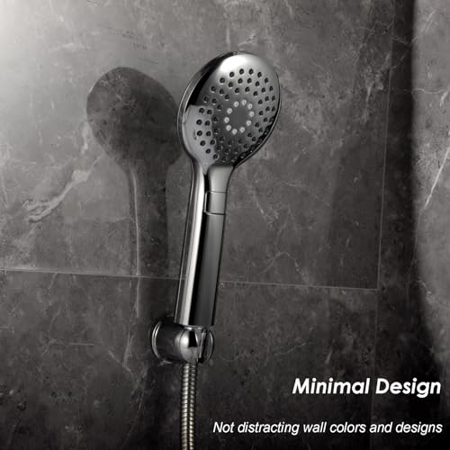 Handheld Shower head Holder - All Metal - Adhesive and Screw in Installation - Minimal Design Bathroom Wall Mount Shower sprayer Holder (Polished Chrome) - color: Polished Chrome