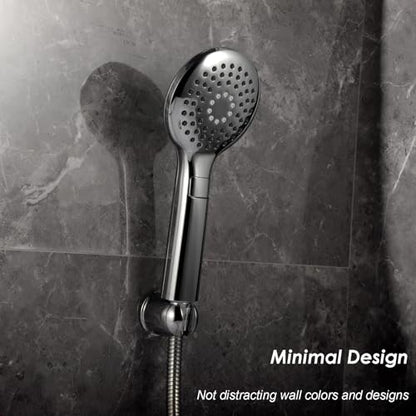 Handheld Shower head Holder - All Metal - Adhesive and Screw in Installation - Minimal Design Bathroom Wall Mount Shower sprayer Holder (Polished Chrome) - color: Polished Chrome