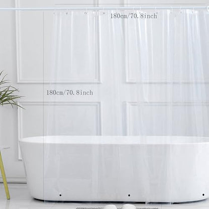 Plastic Shower Liner Clear - Premium PEVA Shower Curtain Liner with Rustproof, Waterproof Cute Lightweight Standard Size Bathroom Curtains - Clear
