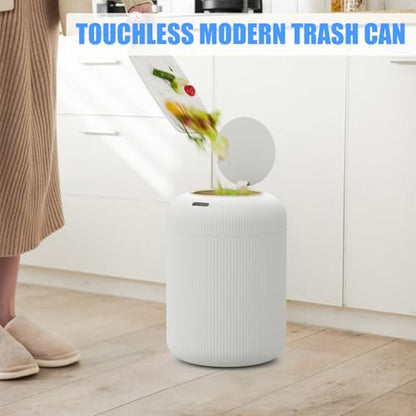 URALFA Motion Sensor Trash Can with Lid, 3 Gallon / 11 L Automatic Bathroom Trash Can, Touchless Trash Bin, Smart Plastic Garbage Can for Bedroom, Kitchen, Living Room, Office, White - color: White, style: Automatic