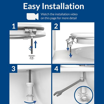 Mayfair Bennett Toilet Seat with Chrome Hinges, Slow Close Wood Seat, Secure Metal Hinges, Easy Install, Made in USA, Elongated, White - color: Chrome, size: Elongated