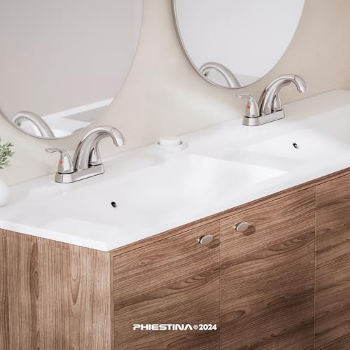 Chrome 4 Inch 2 Handle Centerset 2 or 3 Holes Bathroom Faucet 2 Pack, Vanity Sink Faucet with Copper Pop Up Drain and Water Supply Lines, BF008-5-C-2PACK - color: Chrome, style: 2 Pack