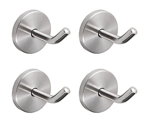 Brushed Stainless Steel Single Heavy Duty Short Nose Screws Wall Mount Hook,Fit for Kitchen,Bedroom,Living Room, Bathroom,Closets and Garage Storage,No Magnetic Mount Function(2", 4 PCS) - size: 2" , 4 PCS