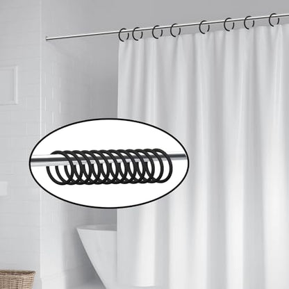 Mabor 12 Pack Shower Curtain Rings, Plastic Easy Snap Hooks for Bathroom, Black PE Shower Rod Hangers with Smooth Slide Design - color: Black