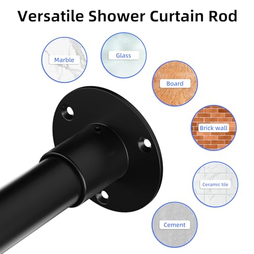 Neo Angle Shower Curtain Rod [21-36'']x43''x[21-36''] Black | Diamond Shaped Corner Shower Rod with Ceiling Support for Bathroom Bathtub, Rustproof Heavy Duty Steel, 12 Hooks