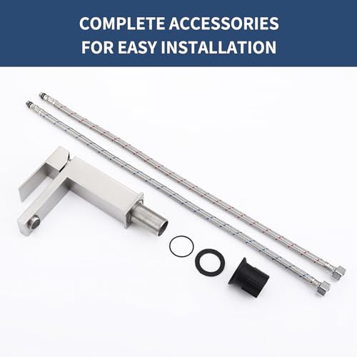 Brushed Nickel Bathroom Sink Faucets One Hole Sink Faucet Single Handle 1 Hole Vanity SUS304 Stainless Steel Faucet for Bathroom Sink Bathroom Faucets, SF3-BN - color: Brushed Nickel, style: For 1 Hole Sink: Only Faucet (NO Drain)