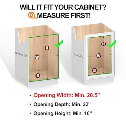 2-Tier Cabinet Pull Out Shelves, 20" W x 22" D, Chrome | Heavy-Gauge Wire Kitchen Cabinet Organizer, 100 lbs Capacity, Ball-Bearing Glides, Min 21" Opening, Pots & Pans Organizer - size: 20 x 22 Inch