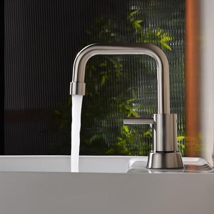 Brushed Nickel Bathroom Sink Faucet 2 Handle, 2 or 3 Hole 4 Inch Centerset Stainless Steel Bathroom Faucets with Pop up Drain, Vanity Faucet for Bathroom, Restroom, Rv, AML-21751-BN - color: Brushed Nickel
