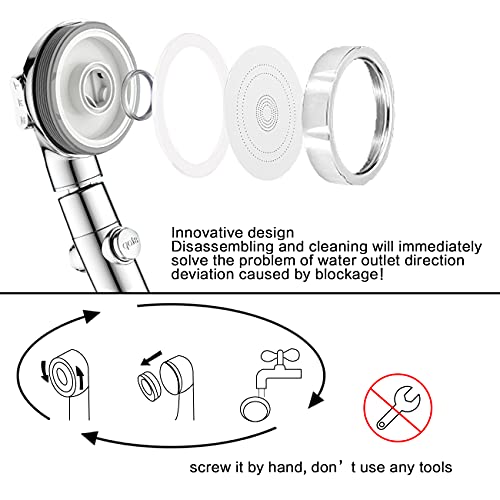 Nosame Shower,High Pressure Handheld Shower Head with ON/Off Pause Switch 3-Settings Water Saving Showerhead, Chrome Finish Bathroom 1.6 GPM Shower Accessorie | High Pressure Handheld Shower Head with ON/Off Pause Switch 3-Settings Water Saving Showerhead