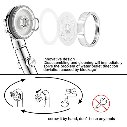 Nosame Shower,High Pressure Handheld Shower Head with ON/Off Pause Switch 3-Settings Water Saving Showerhead, Chrome Finish Bathroom 1.6 GPM Shower Accessorie | High Pressure Handheld Shower Head with ON/Off Pause Switch 3-Settings Water Saving Showerhead