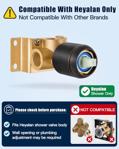 Heyalan 12 Inch Square Rain Shower Faucet Set with Valve, Oil Rubbed Bronze | Female-thread 1/2-inch NPT connections, SUS304 shower head, brass rough-in valve, single-handle control Shower Set - color: Bronze, size: 12 Inch Square Shower Head