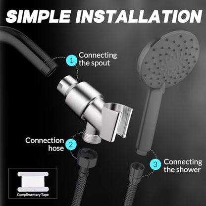 Shower Head Holder for Hand Held Showerheads, Adjustable Shower Arm Mount with Swivel Ball Joint, Premium ABS Bracket, Connect Shower Arm and Shower Hose (Chrome) - color: ABS with Metal Ball - Chrome