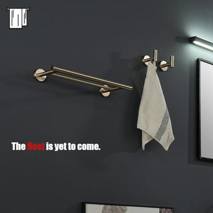 JQK Double Towel Bar Champagne Bronze, 15 Inch 304 Stainless Steel Thicken 0.8mm Towel Rack Holder for Bathroom Washcloths and Hand Towels Wall Mount, Useable Length 12 Inch, TB100L12-CB - color: Champagne Bronze, size: 15 Inch