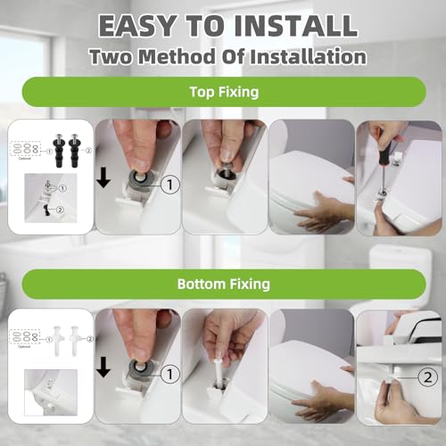 Toilet Seat Elongated with Slow Close Hinges, Universal Oval Fit, White | Compatible with TOTO/Kohler/Gerber/American Standard, Four Bumpers Never Loosen, Two Sets Toilet Bolts and Nuts, - style: Universal Elongated Fit