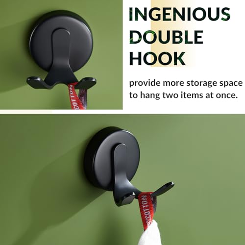Matte Black Robe Towel Hook, Heavy Duty 11 lbs, Wall Mounted | Rust-resistant Double Wall Hook for Bathroom Kitchen Entryway, Towels, Robes, Coats, Bags Storage Hook, Anti-drop Design