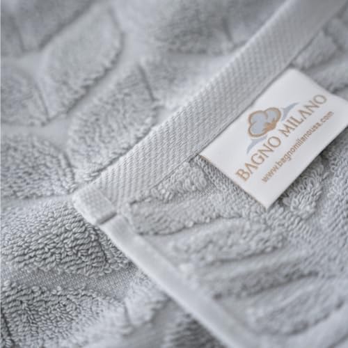 BAGNO MILANO Turkish Cotton Bath Towels, Hand Towels - Soft Plush Jacquard Collection - Highly Absorbent Towel Set (Light Grey, 6 pcs Towel Set) - color: Light Grey, size: 6 pcs Towel Set