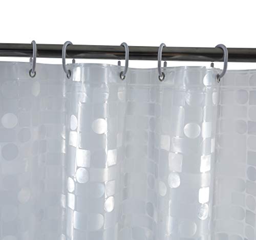 Plastic Clear Shower Curtain Liner 72x75 Inch EVA Waterproof Heavy Duty 8 Gauge Bathroom Shower Curtain Sets with Rustproof Grommets and 3 Strong Weights, 72 x 75 Inch - color: 3d-semi Sheer, size: 72"W x 75"L (Pack of 1)