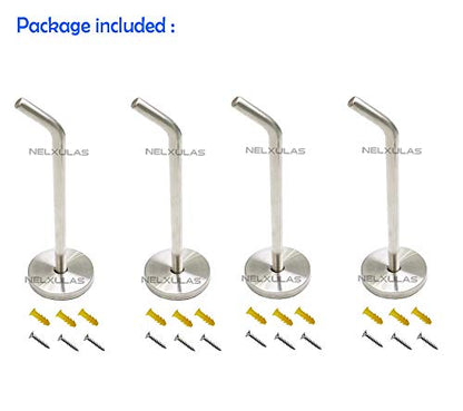 Brushed Stainless Steel Single Heavy Duty Short Nose Wall Mount Hook, Fit for Kitchen,Bedroom,Living Room, Bathroom,Closets and Garage Storage (5-4/5", 4 PCS) - size: 5-4/5" , 4 PCS