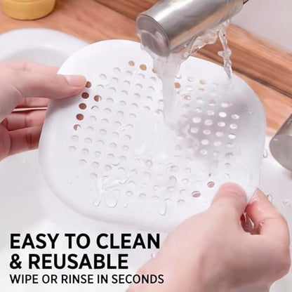 2 Pcs Shower Drain Hair Catcher Kitchen Silicone Sink Strainer Bathroom | Hair Drain Shower Catcher, Silicone Drain Protector Hair Stopper with Suction Cup for Shower Kitchen Bathroom Bathtub Sink - color: White