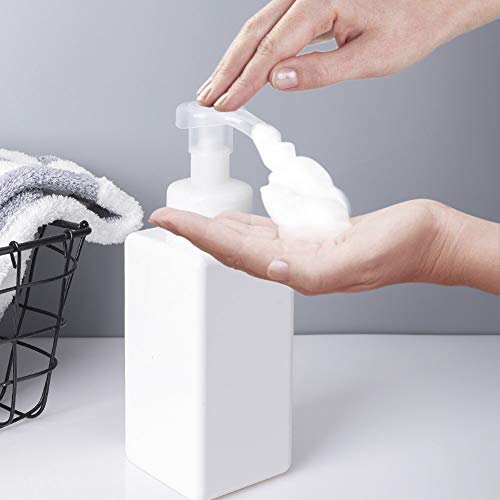 UUJOLY Foaming Soap Dispenser 650ml (22oz) Refillable Plastic Pump Bottle for Liquid Soap, Shampoo, Body Wash (2 Pcs) (White) - color: White, size: 22 oz (2 Pack)