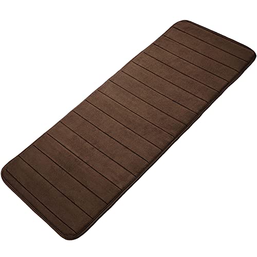 uxcell Memory Foam Bath Mat, Absorbent Runner Kitchen Rug, Soft and Comfortable Runner Floor Mat for Kitchen Bathroom Floors 16" x 47", Coffee Color - color: Coffee Color, size: 16 x 47 inches