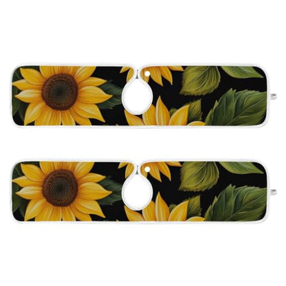 Sink Splash Guard Behind Faucet Mat for Kitchen Drain Mats Handle Drip Catcher Tray for Bathroom 24 inch Dish Drying Pad Sunflower Black Microfiber Pack of 2 - size: M23.6x5.5in x2