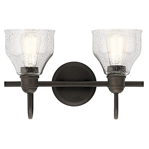 Kichler Avery 14.75" 2 Light Vanity Light with Clear Seeded Glass in Olde Bronze - color: Old Bronze, size: 2-Light