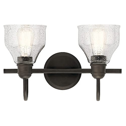 Kichler Avery 14.75" 2 Light Vanity Light with Clear Seeded Glass in Olde Bronze - color: Old Bronze, size: 2-Light