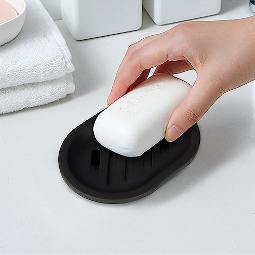 Topsky Soap Dish for Shower, 4pcs Dishes with Drip Tray, Bar Holder with Drain for Kitchen Sink, Keeps Soap Dry, Black - color: Black 4pcs
