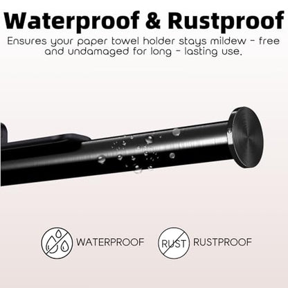 Under Cabinet Paper Towel Holder, One-Hand Tear Paper Towel Holder, Black | Stainless Steel Wall Mount Self Adhesive Paper Towel Rack with Tension Arm, Fits for First Apartment Essentials, Kitchen, RV - color: Black