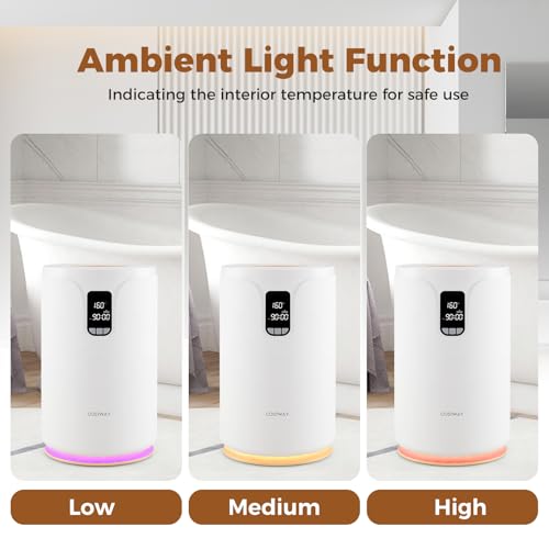 COSTWAY 20L Towel Warmer Bucket, Blanket Warmer with RGB Light, 30/60/90 Min, 0.5-24H Adjustable Delay Timer, Updated Towel Heater for Spa, Fits up to Two 45” x 70” Oversized Towels, Bathrobes
