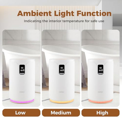 COSTWAY 20L Towel Warmer Bucket, Blanket Warmer with RGB Light, 30/60/90 Min, 0.5-24H Adjustable Delay Timer, Updated Towel Heater for Spa, Fits up to Two 45” x 70” Oversized Towels, Bathrobes