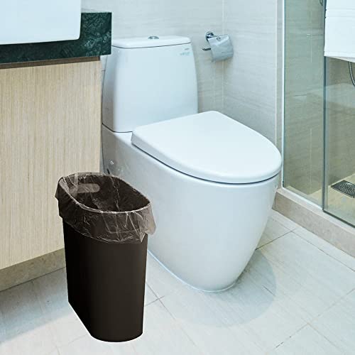 ROYFACC Small Trash Can Plastic Bathroom Wastebasket 3.2 Gallon Slim Garbage Container Bin with Handle for Home Kitchen Bathroom Bedroom Office, 2 Pack (Brown) - color: Brown