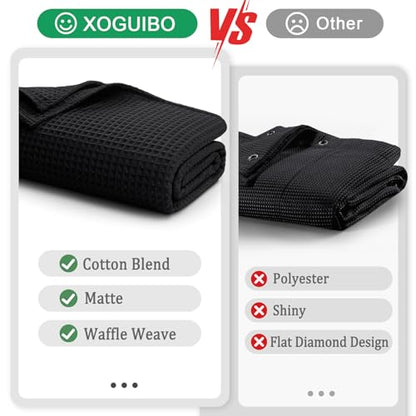 Stall Waffle Weave Shower Curtain Heavyweight Cotton Fabric Black 36Wx72L | Soft Cotton Cloth,3D Square Truely Waffle,Washable, Hotel Luxury Spa, Shower Curtains for Narrow Bathroom 12 Plastic Hooks - color: Black, size: Small Stall 36"W x 72"L