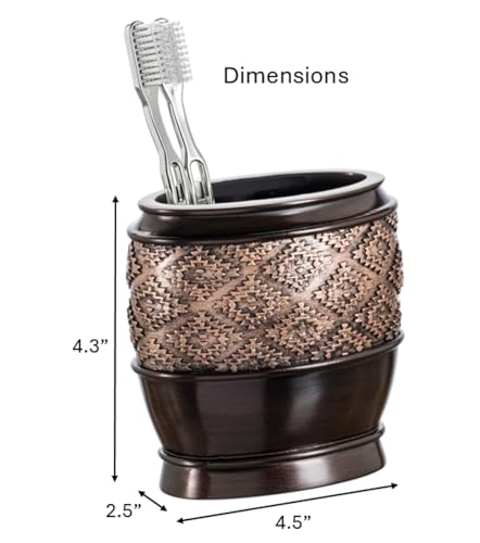 Creative Scents Dublin Brown Countertop Toothbrush Holders for Bathrooms - Decorative Tooth Brush Holder for Bathroom - Toothbrush Organizer for Regular or Electric Toothbrushes and Toothpaste - style: Toothbrush Holder
