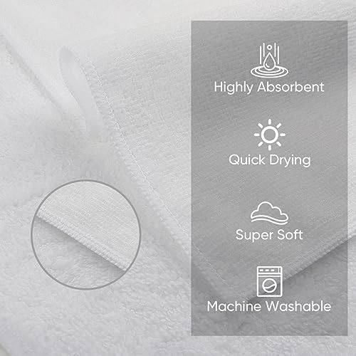 HOMEXCEL Microfiber Washcloths 12 Pack, Highly Absorbent and Soft Face Towel, Multi-Purpose White Wash Cloths for Bathroom, Hotel, Spa, Gym, and Kitchen, 12x12 Inch - color: White
