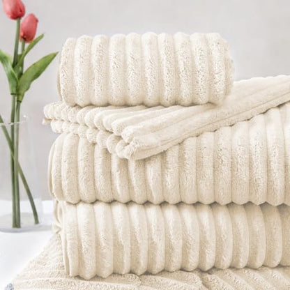 Extra Large Bath Towel Set 10 Piece, XL Bath Towels 35"x67" Oversized Bath Sheets, 280 GSM Microfiber Quick Dry Absorbent Towels, 5 Bath Sheets & 5 Hand Towels (Cream) - color: Cream, size: Bath towel 35" x 67"+hand towel 30"x13"