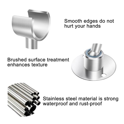 Shower Head Holder Wall Mount,Stainless Steel Handheld Shower Head Holder,Adjustable Shower Spray Holder Metal Shower Head Bracket - style: Brushed stainless steel