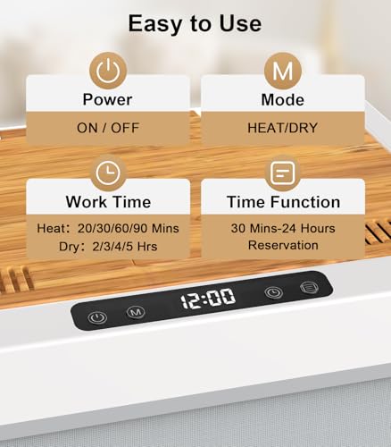 Towel Warmer, 35L Folding Hot Towel Warmer for Bathroom, Heating & Drying Modes, Timer Function, LED Display, Built-in Hooks, Fits Up to Two 70"X80" Oversized Towels, Large Blankets, Bathrobes