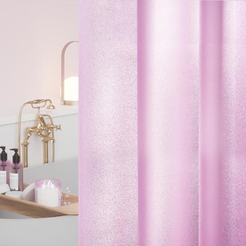 Seenus Dreamy Pink Glitter PEVA Shower Stall Curtain 48 x 72 inch, Waterproof Plastic Sparkle Shower Curtain Liner with Large Magnets, Blingbling Shimmery Bathroom Shower Curtain Rose Pink - color: Glitter Pink, size: 48"W x 72"L (Pack of 1)