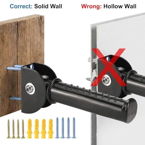 QWORK 2 Pack Folding Grab Bars for Stairs & Doorways, Flip-Up Assist Handle for Seniors, Handicap, Door Assistant Support Grip Handle, 300 lbs Capacity