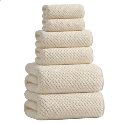 Extra Large Microfiber Bath Towels Set of 6 for Adults, 35″ x 70″, Soft and Super Absorbent, Quick Dry, No Fading and No Lint, Luxury Towel Set for Bathroom, Spa, Gym, Travel - Khaki - color: Khaki 6-pack