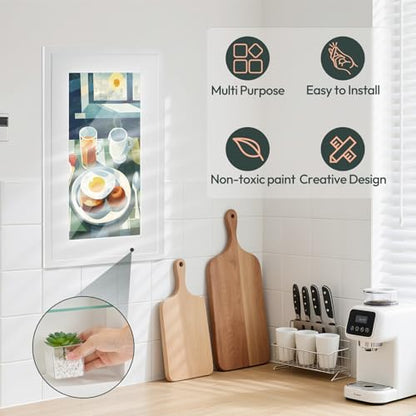 Concealed Medicine Cabinet 14×24 Recessed, Picture Frame Medicine Cabinet, Farmhouse White Wood Frame, 3 Shelves, 100% Handmade, Fully Assembled Wall Niche Insert For Bathroom,Bedroom,Hallway(White) - color: Moonlighter(14×24)