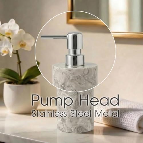Marble Soap Dispenser, Hand Soap Dispenser for Bathroom Kitchen Countertop - Lotion and Liquid Soap Dispenser (1, Grey) - color: Gray