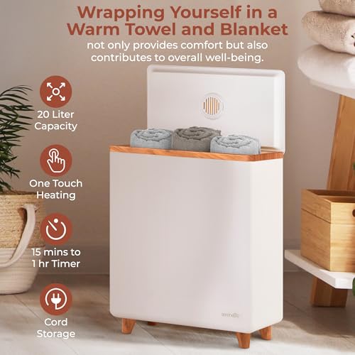 SereneLife Luxury Rectangle Towel Warmer - Spa & Bathroom Heater with Custom Fragrance, Auto Shut-Off, Fits 2 large Towels, Blankets, Bathrobes, PJ's - Perfect Gift for Him & Her (Natural Wood) - color: Natural Wood